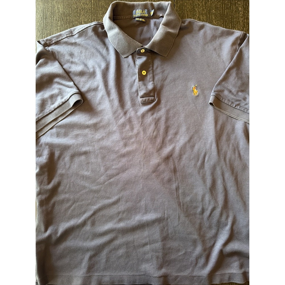 Polo Ralph Lauren Soft Touch Navy Pique Polo Yellow Pony Mens 2XB Big & Tall
